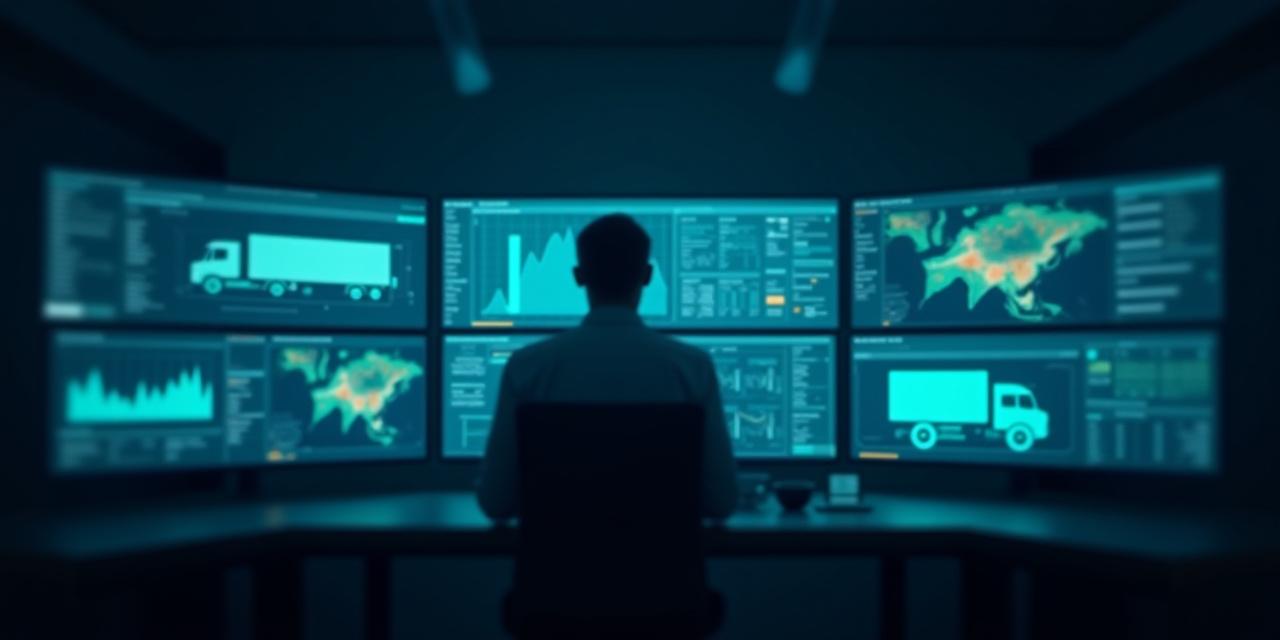 High-tech logistics control center with temperature graphs